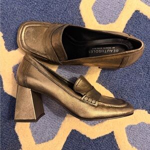 Women's Bronze Loafer Heels